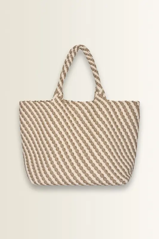Shopper met tweekleurige vlechtstructuur