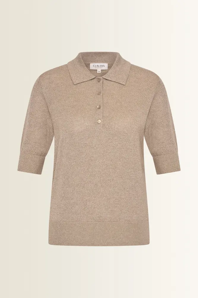 Gebreide polo met metallic garen