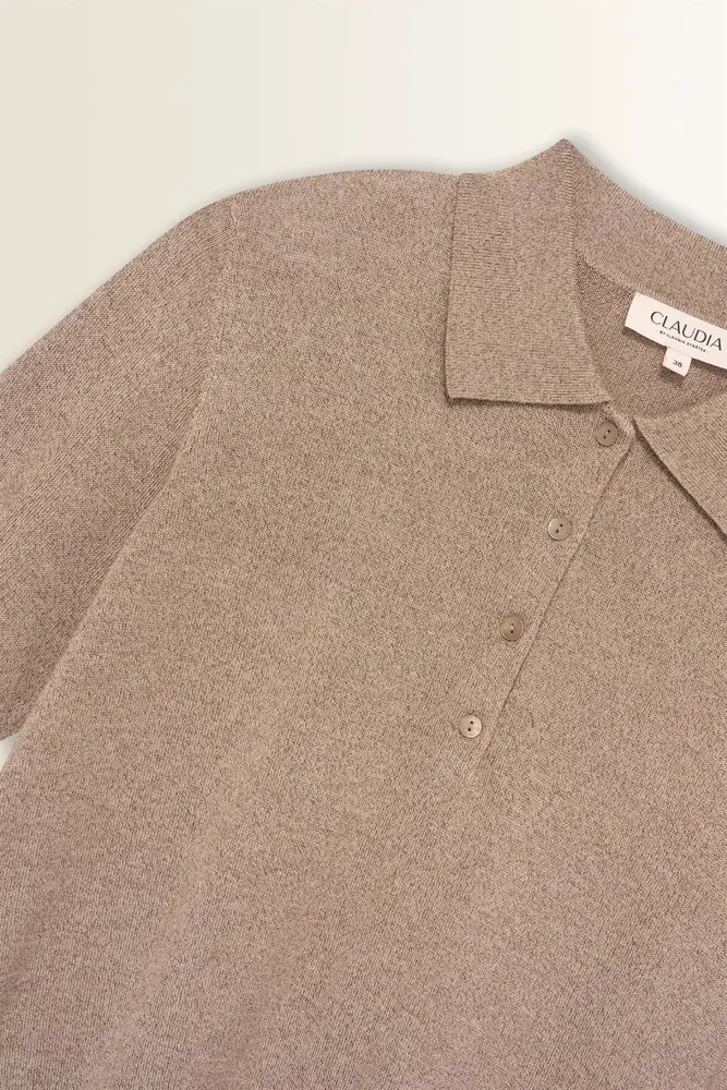 Gebreide polo met metallic garen