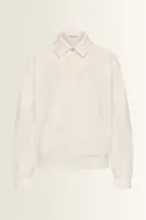 Sweattop met polokraag en sierknoop