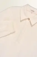Sweattop met polokraag en sierknoop