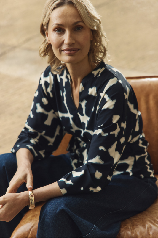 Travel top in kimonomodel met print