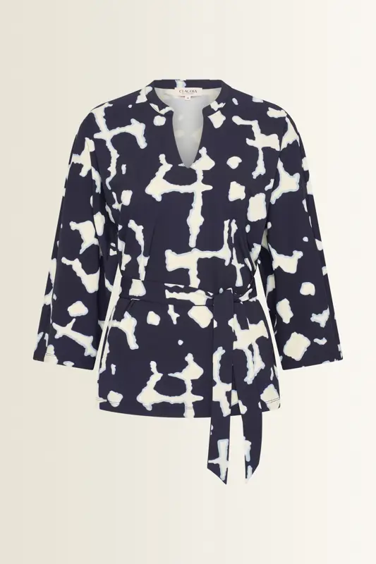 Travel top in kimonomodel met print