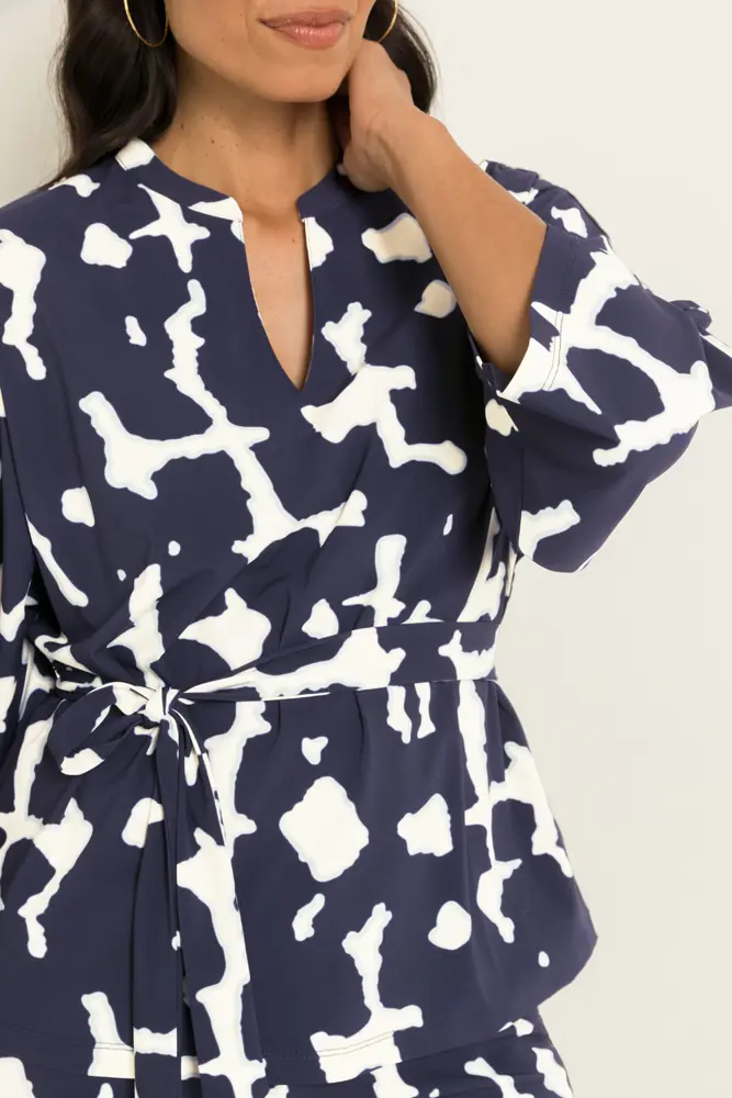 Travel top in kimonomodel met print