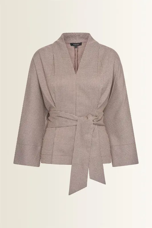 Kimonoblouse met ruitdessin