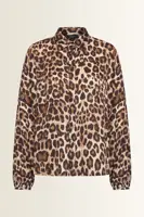 Luipaardprint blouse met puntige overhemdkraag