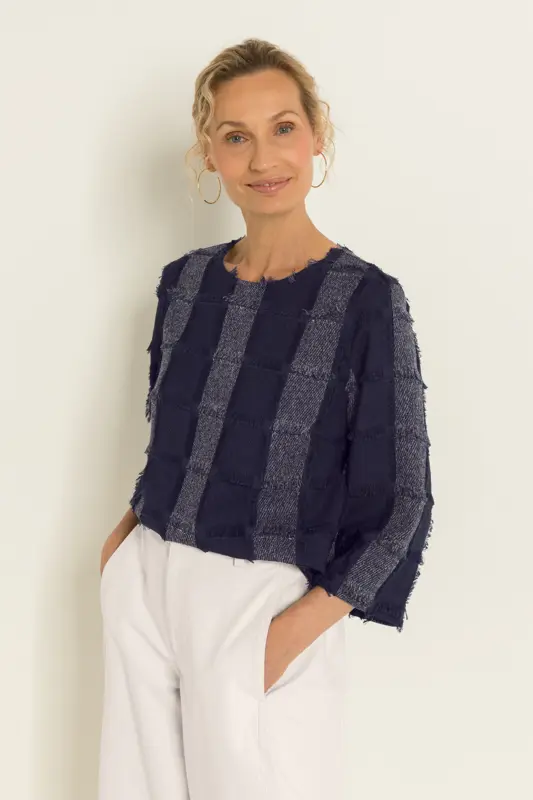 Boxy top met ruitstructuur