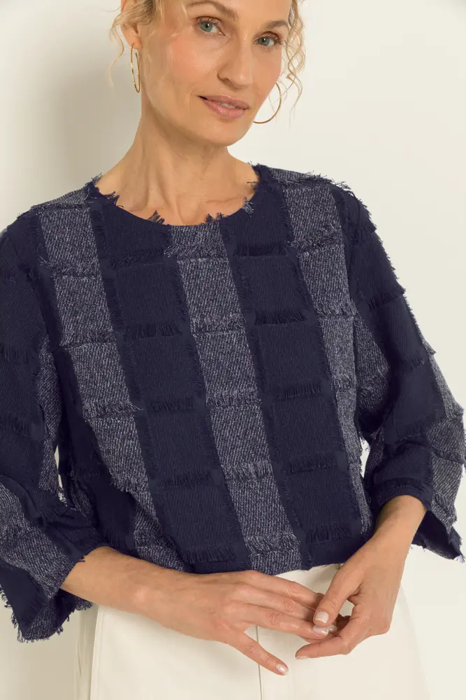 Boxy top met ruitstructuur