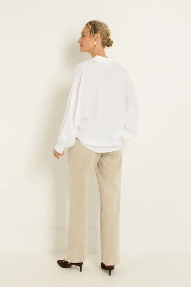 Oversized blouse met volumemouwen
