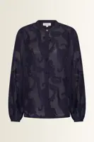 Transparante blouse met borduurstructuur