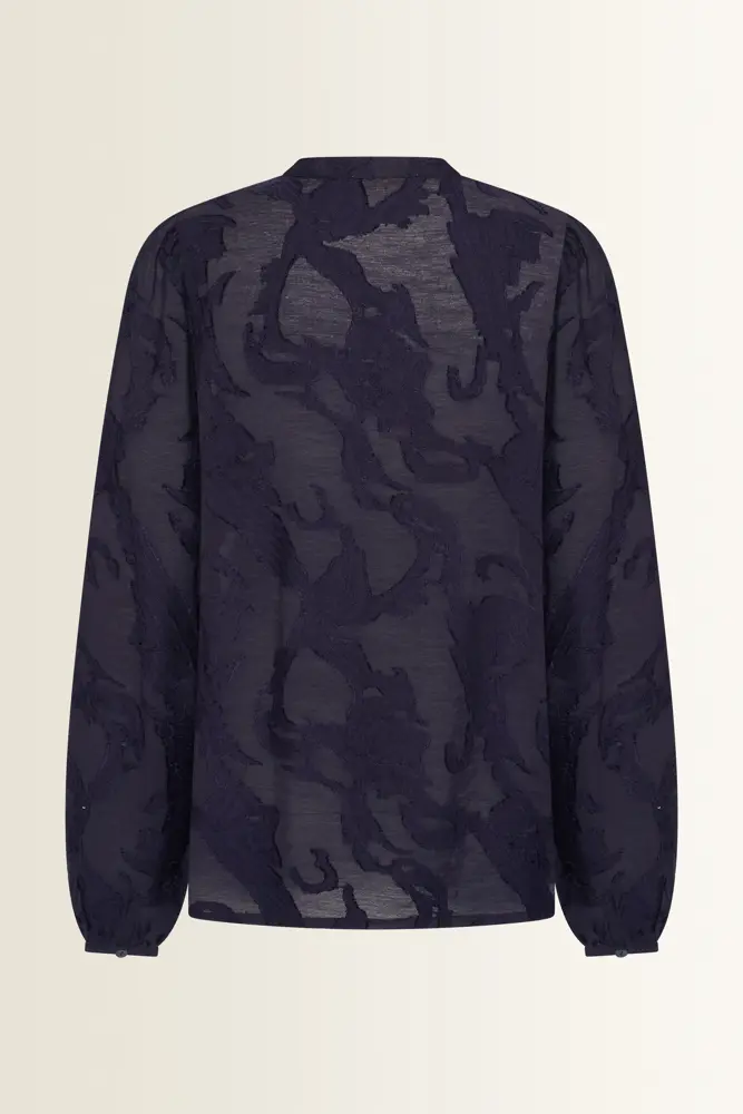Transparante blouse met borduurstructuur