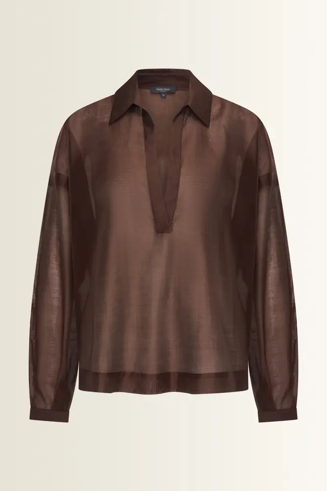 Transparante blouse met brede kraag