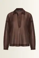 Transparante blouse met brede kraag