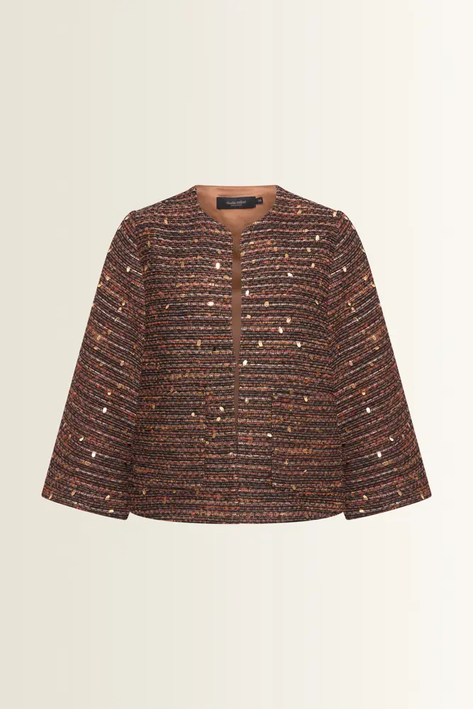 Kort jacquard jasje in tweed-look