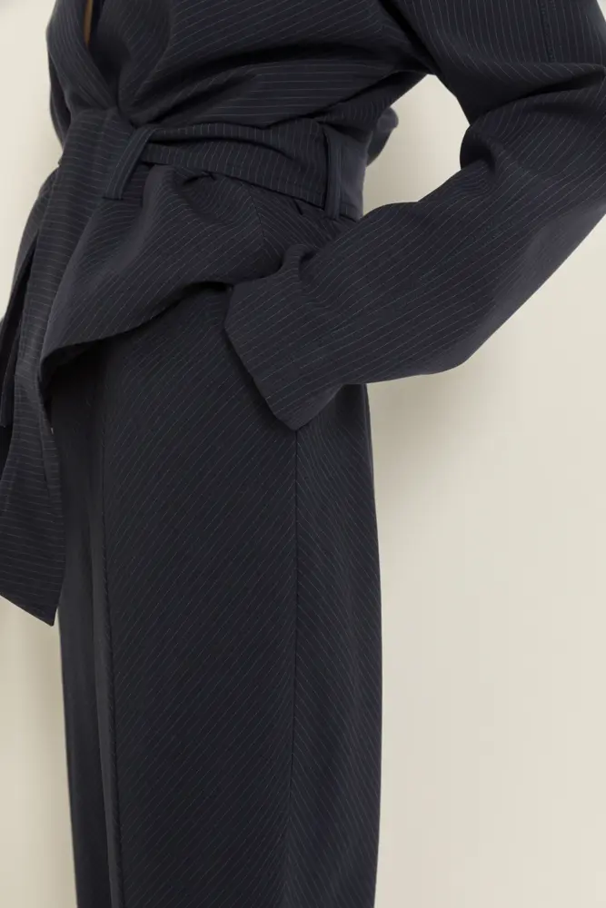 Gestreepte wide-leg broek met elastische taille