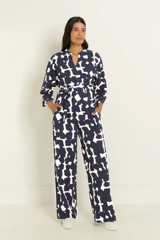 Travel wide-leg broek met print
