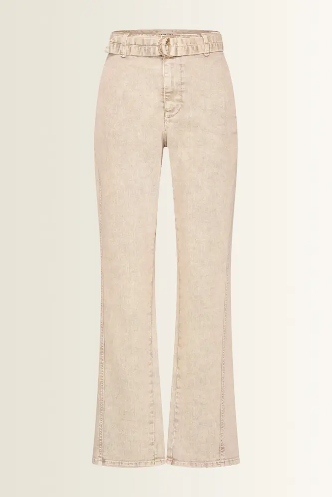 Jeans met ceintuur en verlegde zijnaad