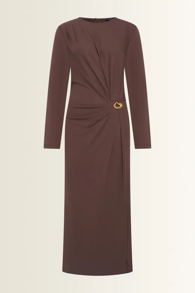 Jersey jurk met brochedetail