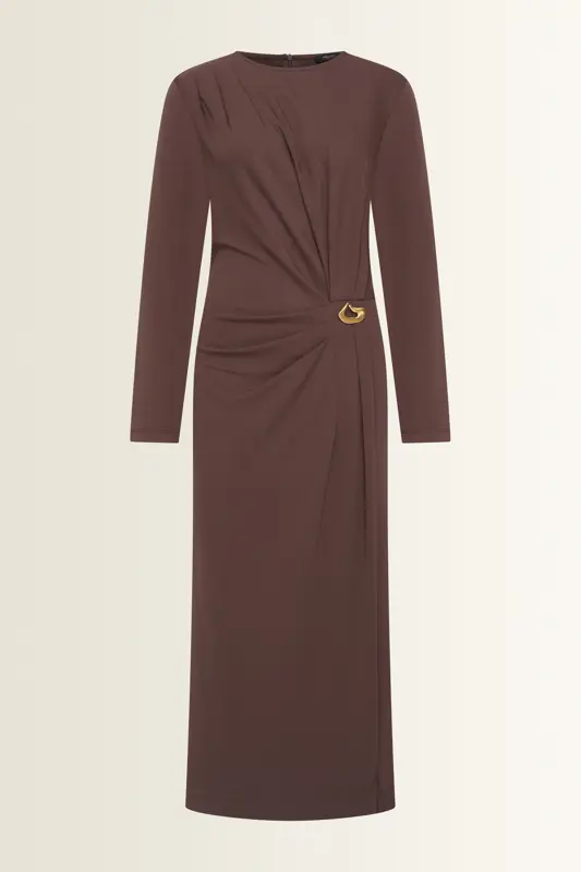 Jersey jurk met brochedetail