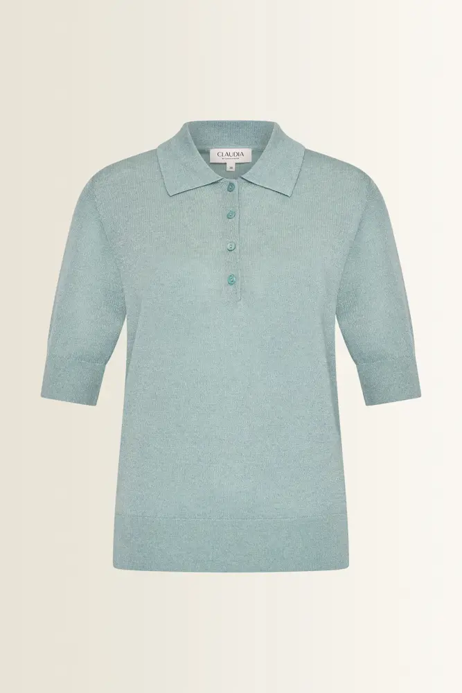 Gebreide polo met metallic garen
