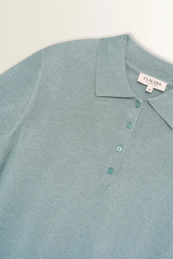 Gebreide polo met metallic garen