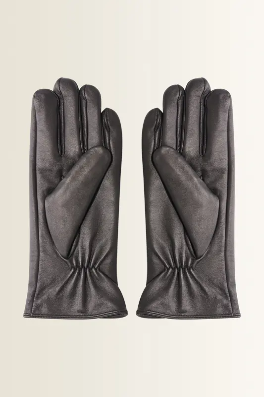 Leren handschoenen met elastische pols