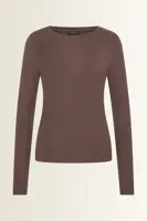 Ribjersey top met boothals