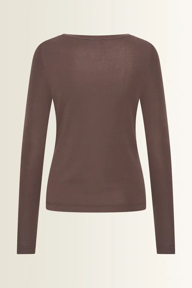 Ribjersey top met boothals