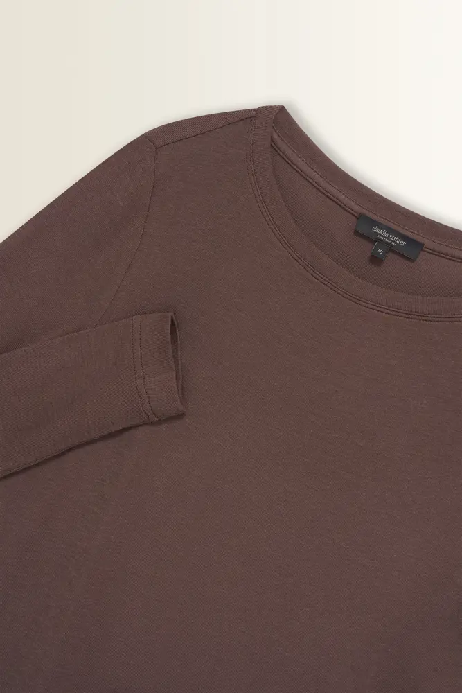 Ribjersey top met boothals
