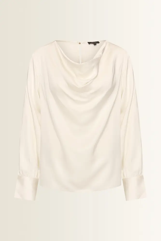 Satijnen blouse met gedrapeerde hals