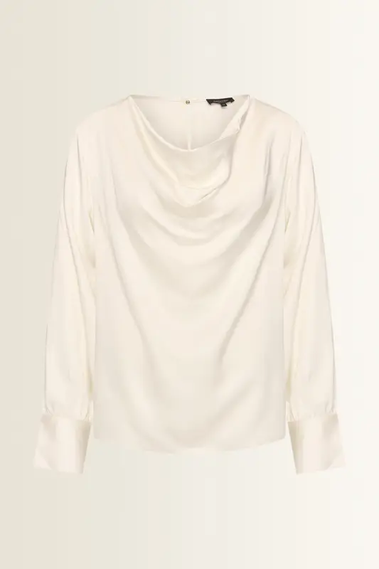 Satijnen blouse met gedrapeerde hals