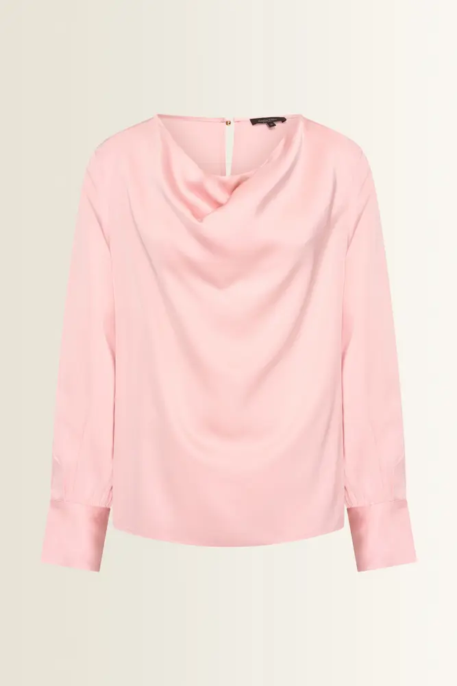 Satijnen blouse met gedrapeerde hals