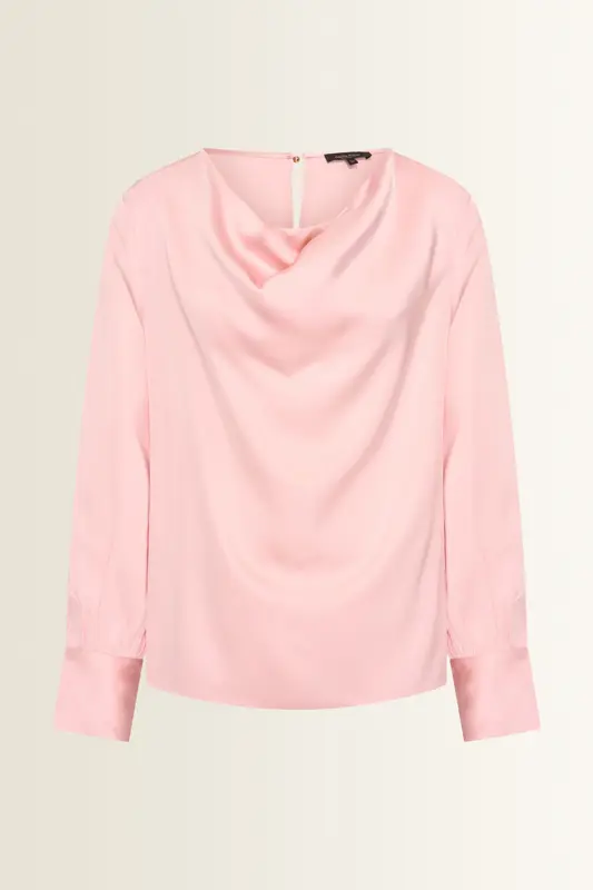 Satijnen blouse met gedrapeerde hals