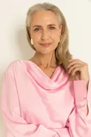 Satijnen blouse met gedrapeerde hals