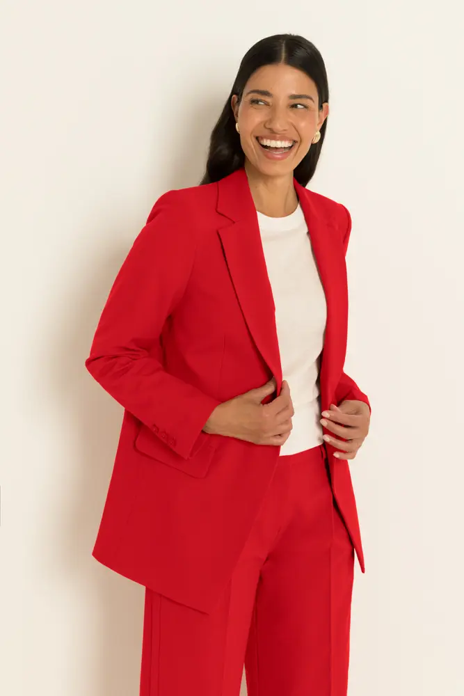 Rechte blazer in wolmix
