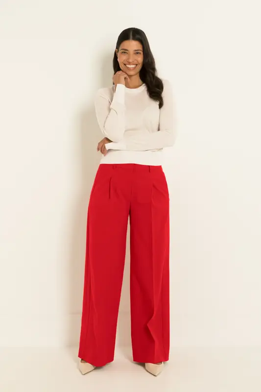 Wide-leg pantalon met zijbies
