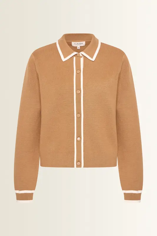 Gebreid vest met contrasterende bies