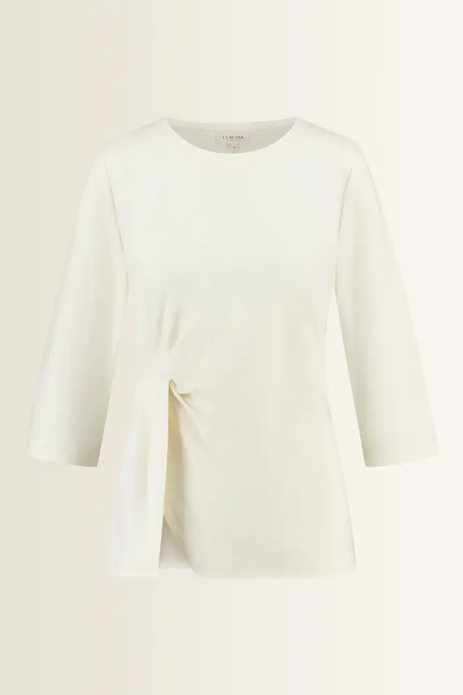 Jersey top met plooidetail en split