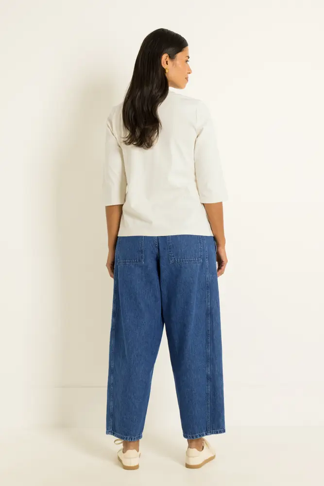 Jersey top met plooidetail en split