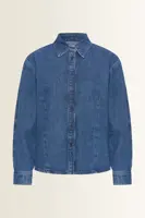 Denim blouse met barrelmouwen