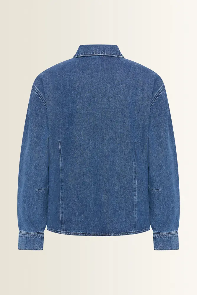 Denim blouse met barrelmouwen