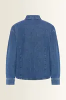 Denim blouse met barrelmouwen