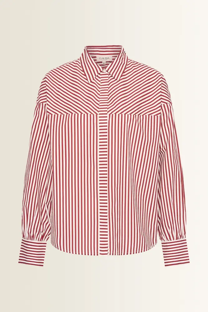 Gestreepte blouse met grafische belijning