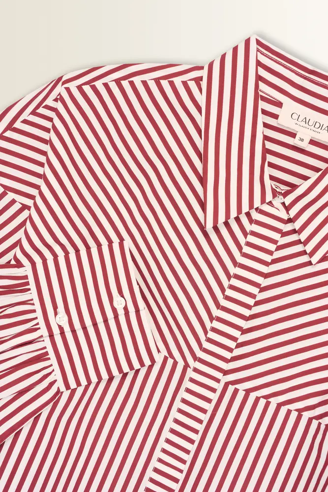 Gestreepte blouse met grafische belijning