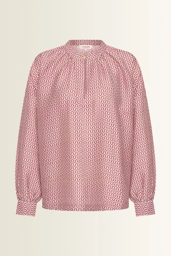 Blouse met grafische print en pofmouwen