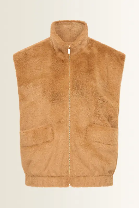 Faux-fur gilet met opstaande kraag