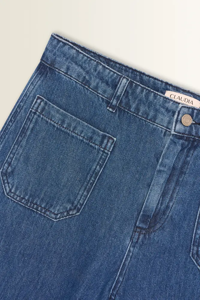 Wide-leg jeans met opgestikte zakken