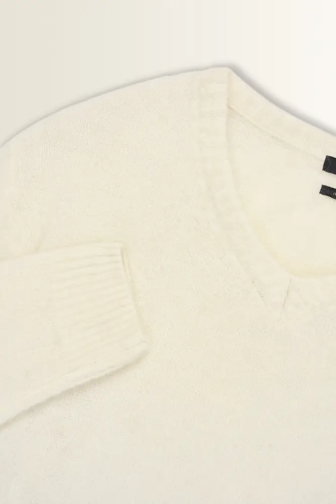 Gebrushte alpacatrui met V-hals