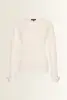 Ribtop met poplin manchetten