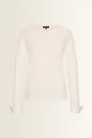 Ribtop met poplin manchetten
